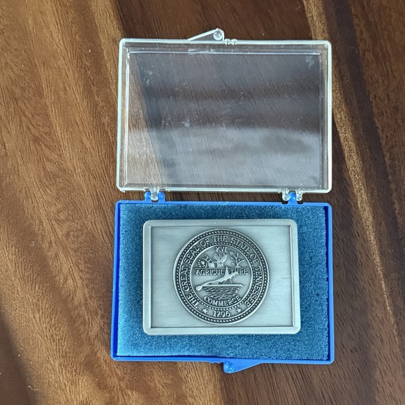 State of Tennessee Belt Buckle Official Seal 1796 Agriculture Commerce 2.5\